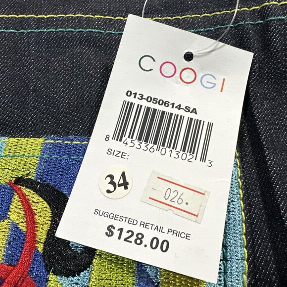 Vintage COOGI Straight Jeans Men's 34x34 Dark Blue Embroidered Abstract Rare - Picture 7 of 7